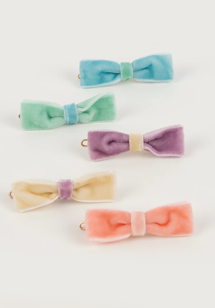 Lot De 10 Barrettes Mini Noeuds Velours Pastel - Meri Meri