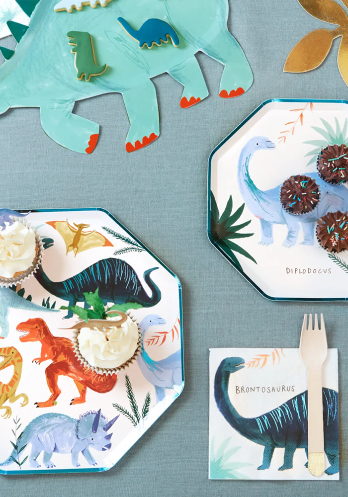Lot De 8 Assiettes Dinosaures Petit Modèle - Meri Meri