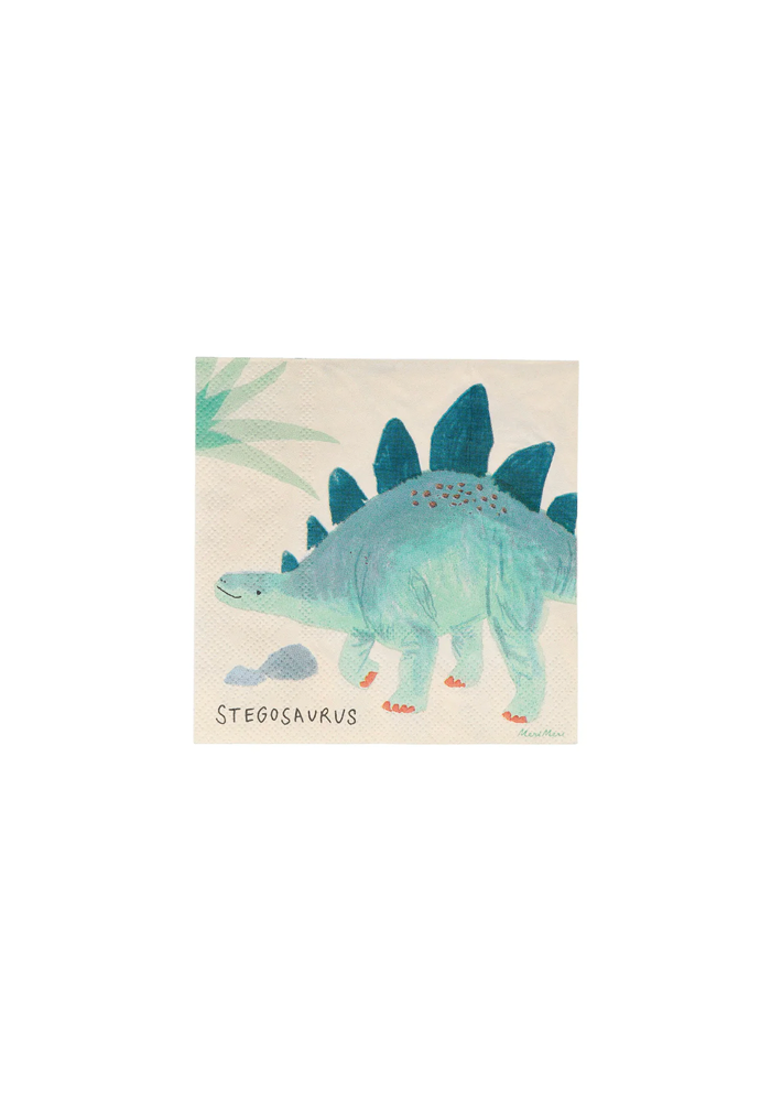 Lot De 16 Serviettes Dinosaures Petit Modèle - Meri Meri