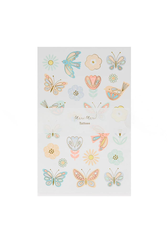 Lot De 2 Planches De Tatouage Oiseaux Et Papillons - Meri Meri