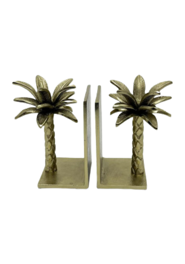 Paire De Serre Livre Palmier Doré - Bazar De Luxe