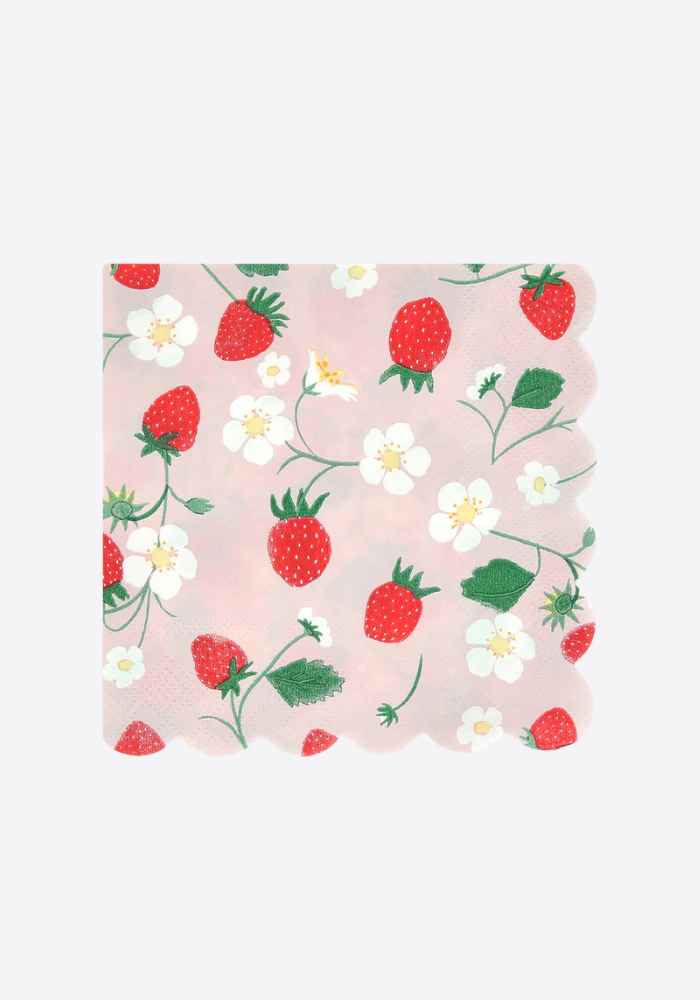 Lot de 16 Serviettes En Papier Fraise - Meri Meri