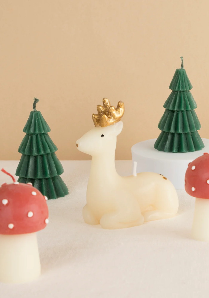Lot de 5 Bougies Noël En Forme De Sapins Champignons Et Renne - Meri Meri