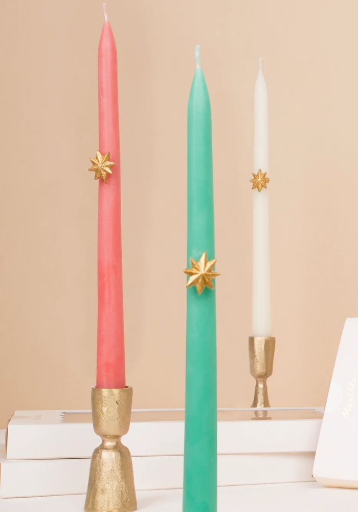 Lot de 6 Bougies Cierges De 3 Couleurs Avec Etoile Dorée - Meri Meri