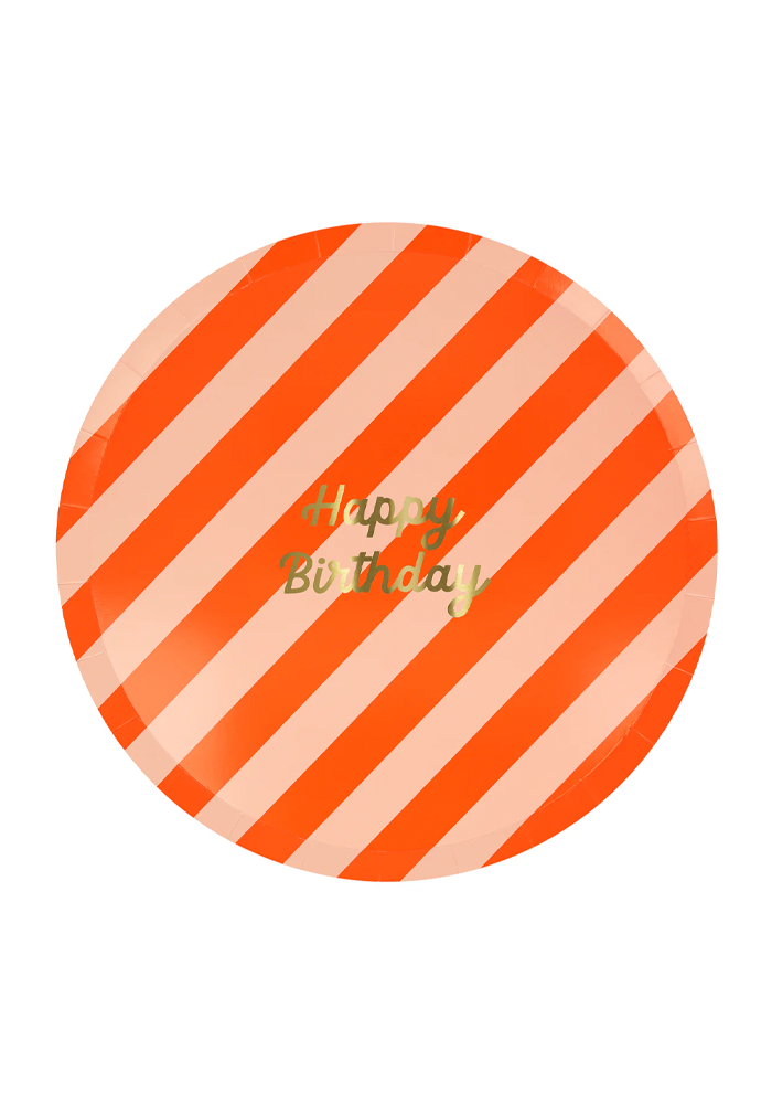 Lot de 8 Assiettes Happy Birthday Grand Modèle - Meri Meri