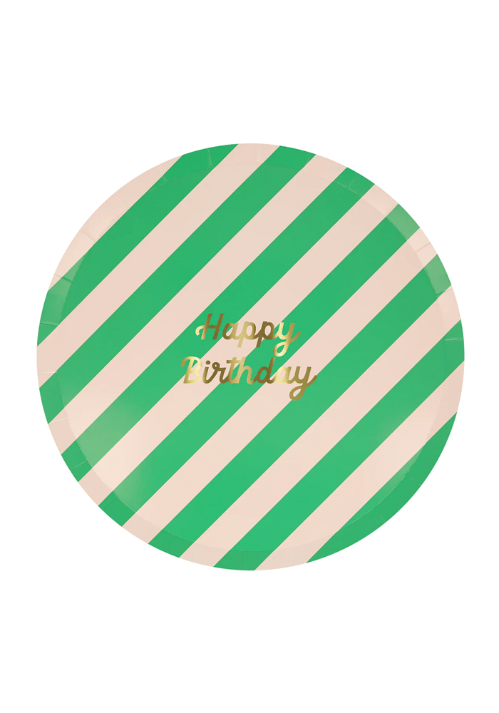 Lot de 8 Assiettes Happy Birthday Grand Modèle - Meri Meri