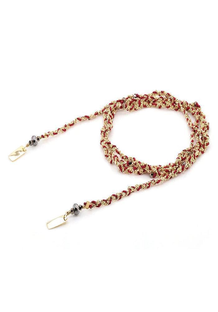Bracelet Tressé Doré Et Bordeaux - Marie Laure Chamorel