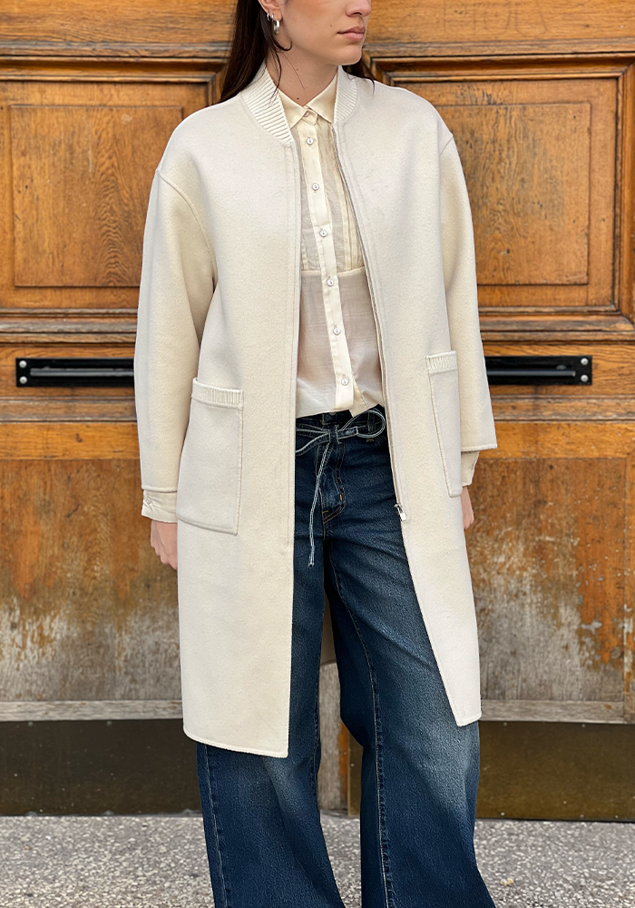 Manteau Col Teddy Ivoire - Lou Andrea