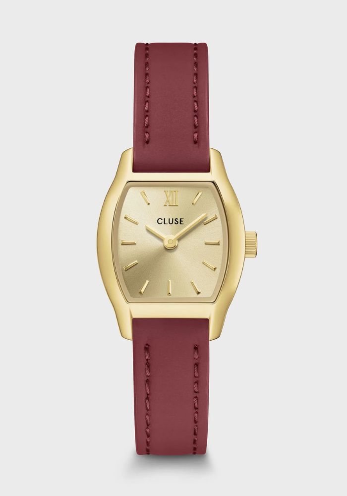 Montre Tonnette Mini Watch Leather Red Gold Colour - Cluse