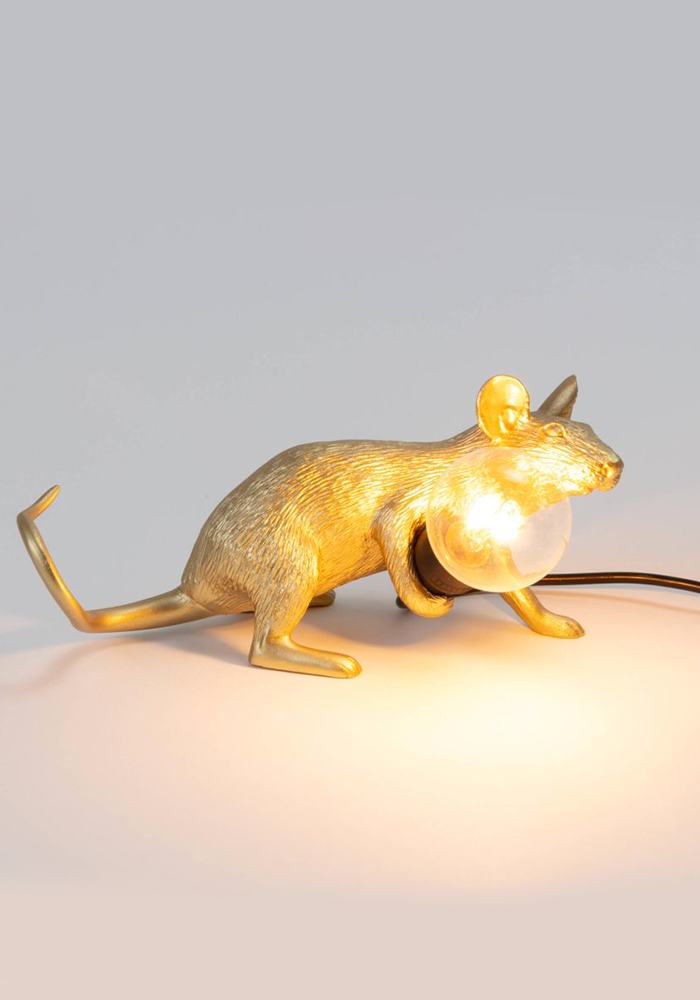 Lampe Mouse Gold Couchée - Seletti