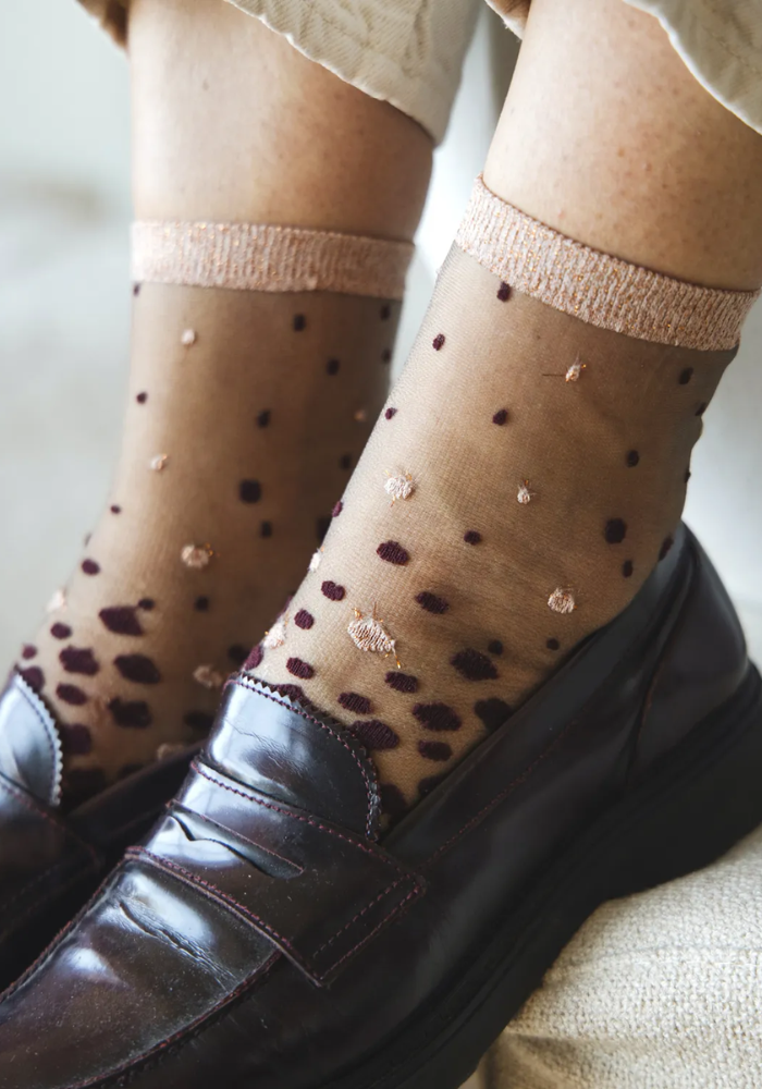 Chaussettes Transparentes Nakameguro Bordeaux - Atelier Saint Eustache