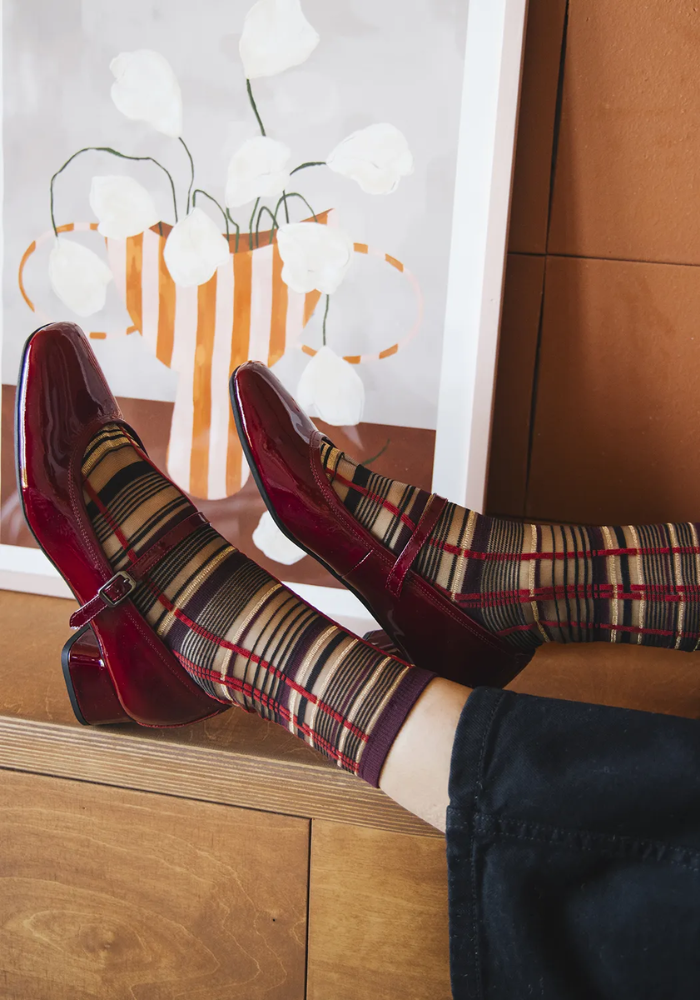 Chaussettes Transparentes Nevada Roads Bordeaux - Atelier Saint Eustache