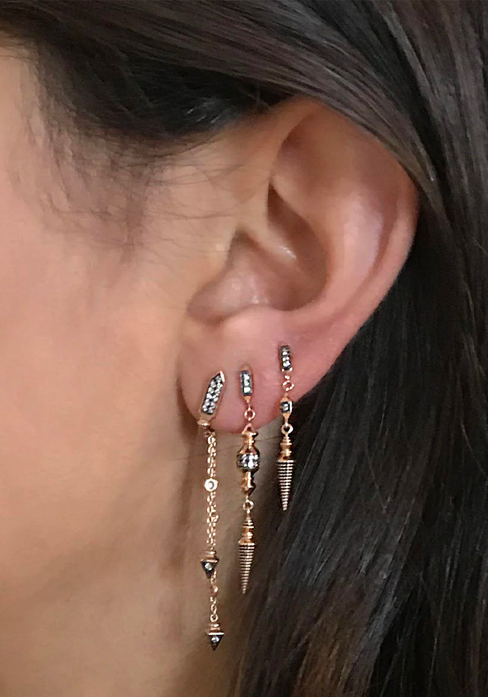 Boucle D'Oreille Ornamet Drop Diamants Champagne - Kismet By Milka