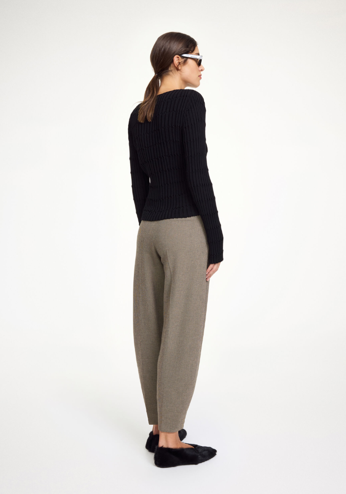 Pantalon Charlie Mixed Weave Beige - By Malene Birger