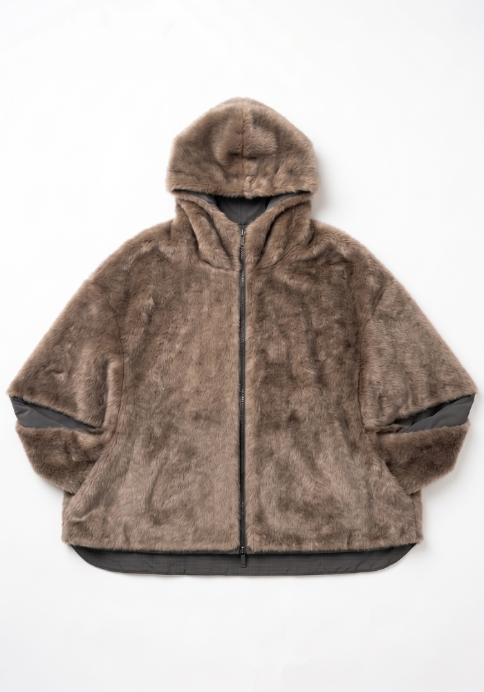 Parka Cape Reversible Fausse Fourrure Gris Moka - Lou Andrea