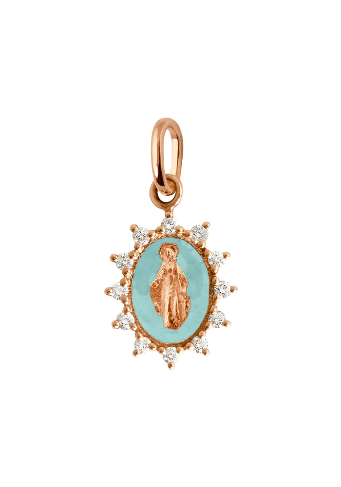 Pendentif Madone Suprême Diamants Or Rose Et Résines Glacier - Gigi Clozeau
