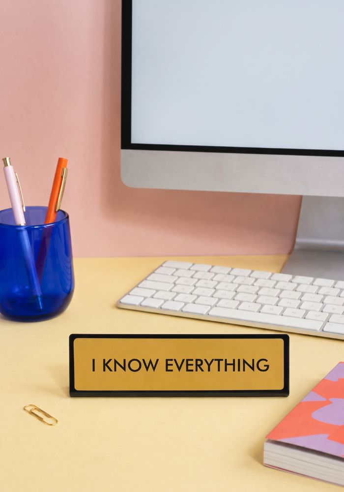 Plaque De Bureau I Know Everything - Flamingo Candles