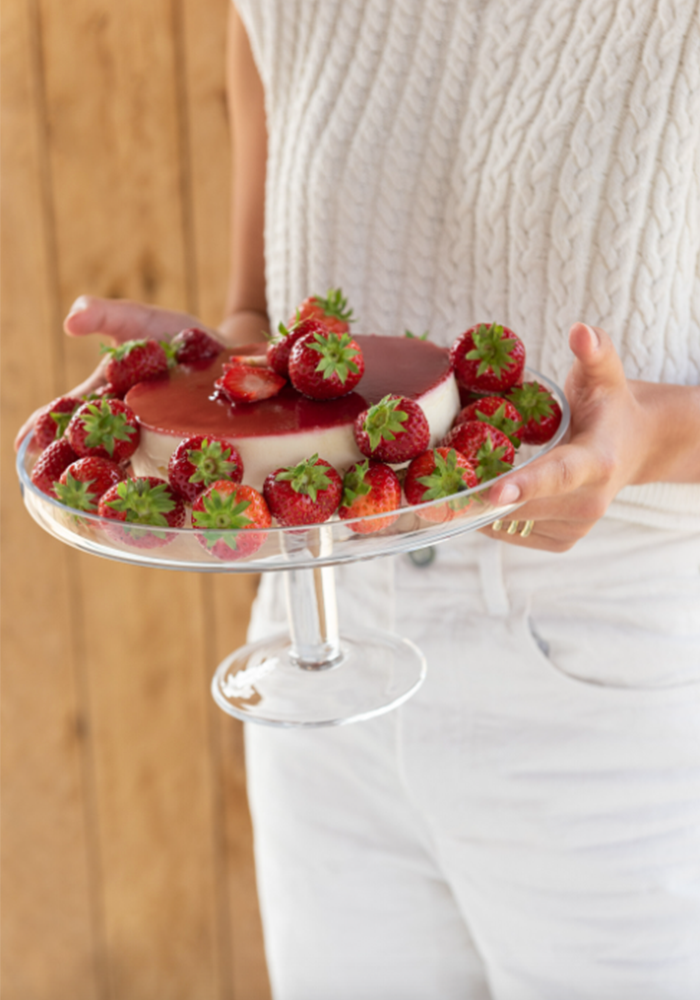 Plat A Tarte Rond Sur Pied En Verre Transparent - Blush Sélection Décoration