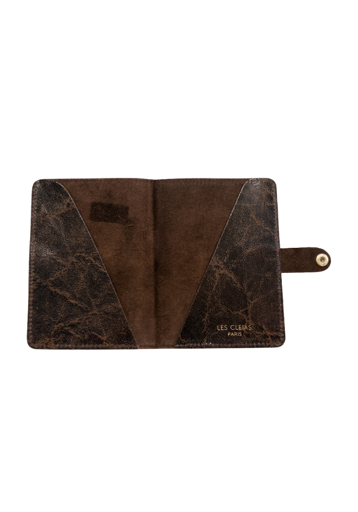 Porte-Passeport Vith Cuir Vintage Marron Foncé - Les Cleias