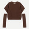 Pull Oversize Manches Courtes Et Mitaines Assorties Marron