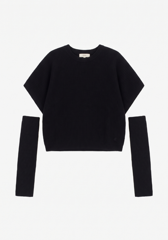 Pull Oversize Manches Courtes Et Mitaines Assorties Noir - Dixie