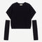 Pull Oversize Manches Courtes Et Mitaines Assorties Noir
