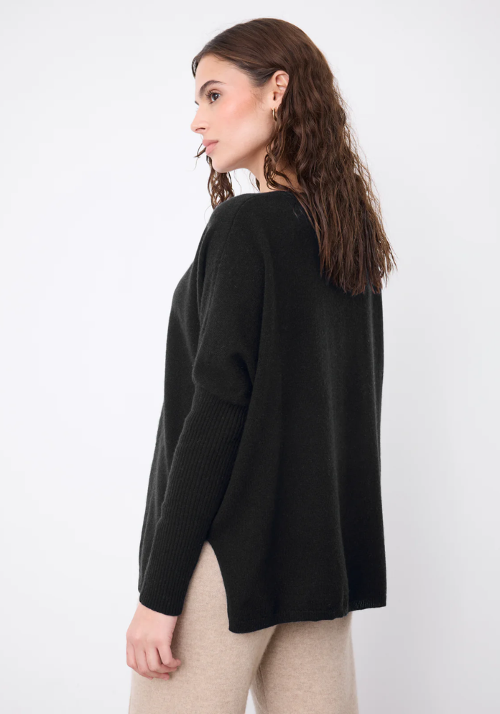 Pull Poncho Cachemire Faustine Noir - Notshy