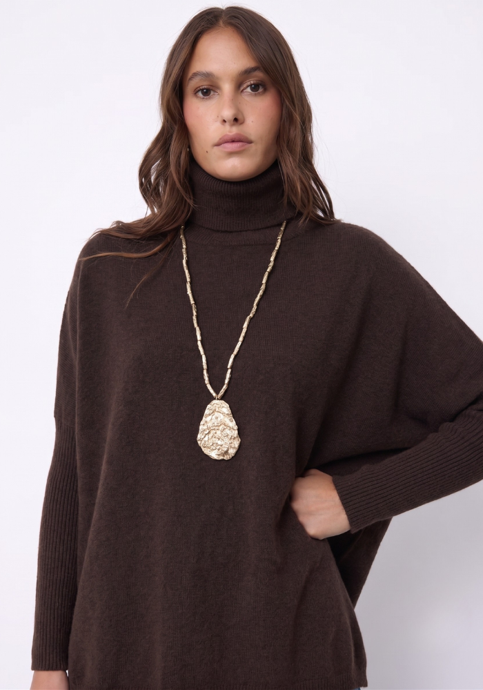 Pull Poncho Cachemire Margareth Cacao - Notshy