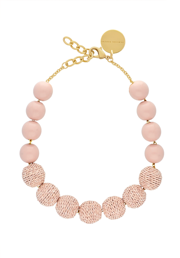 Collier Raffia Beads Peach - Vanessa Baroni
