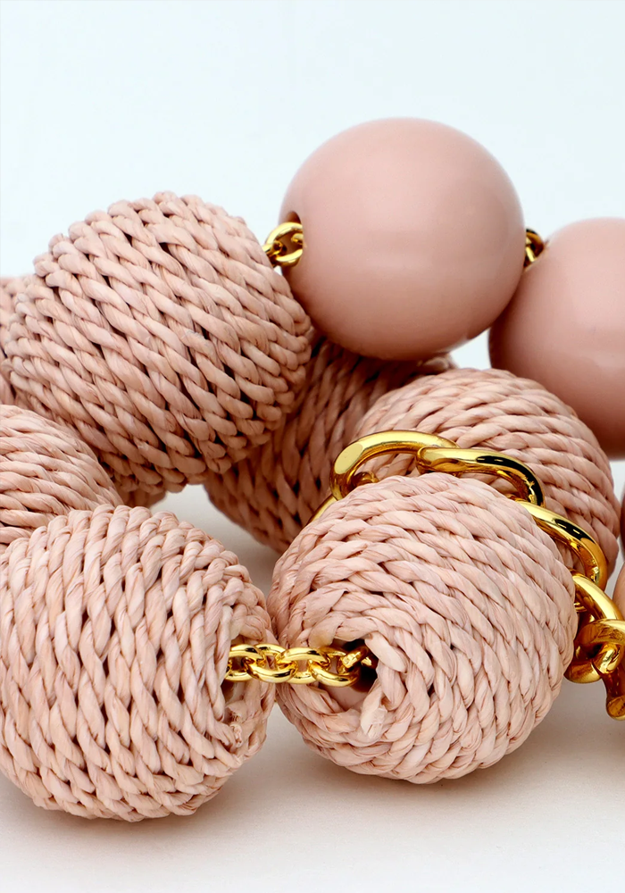 Collier Raffia Beads Peach - Vanessa Baroni