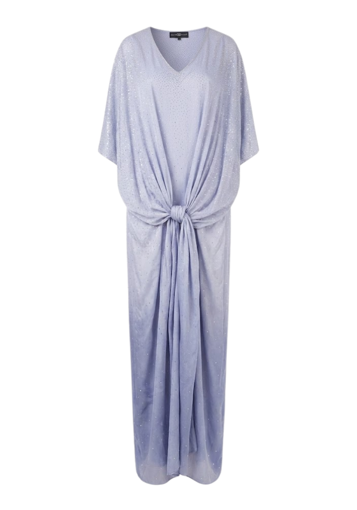 Robe Georgette Manches Courtes Bleu Pastel - Avaro Figlio Milano