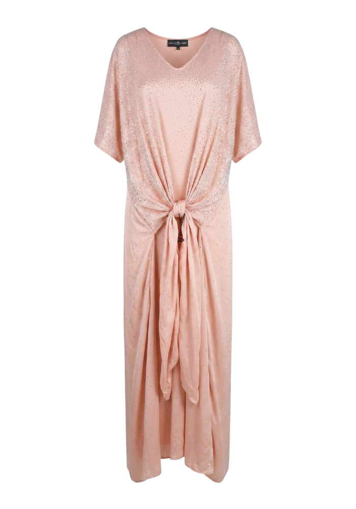 Robe Georgette Manches Courtes Rose Pâle - Avaro Figlio Milano