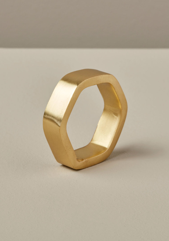 Rond De Serviette Hexagonal Dore - Be home