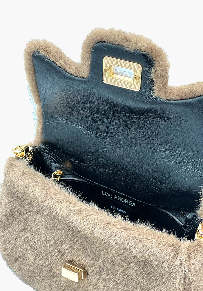 Sac Mini Fourrure Moka - Lou Andrea