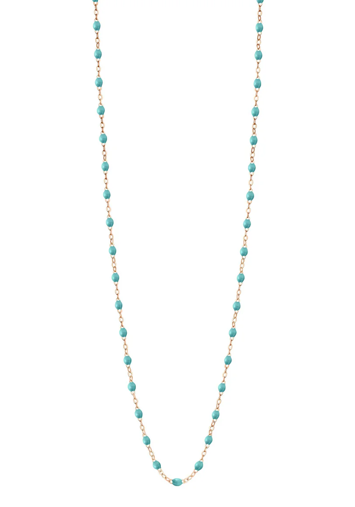 Sautoir Classique Gigi Or Rose Et Résines Turquoise Vert 86cm - Gigi Clozeau