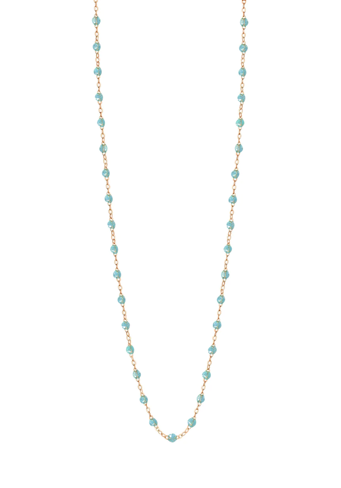 Sautoir Classique Gigi Or Rose Et Résines Aqua 60cm - Gigi Clozeau