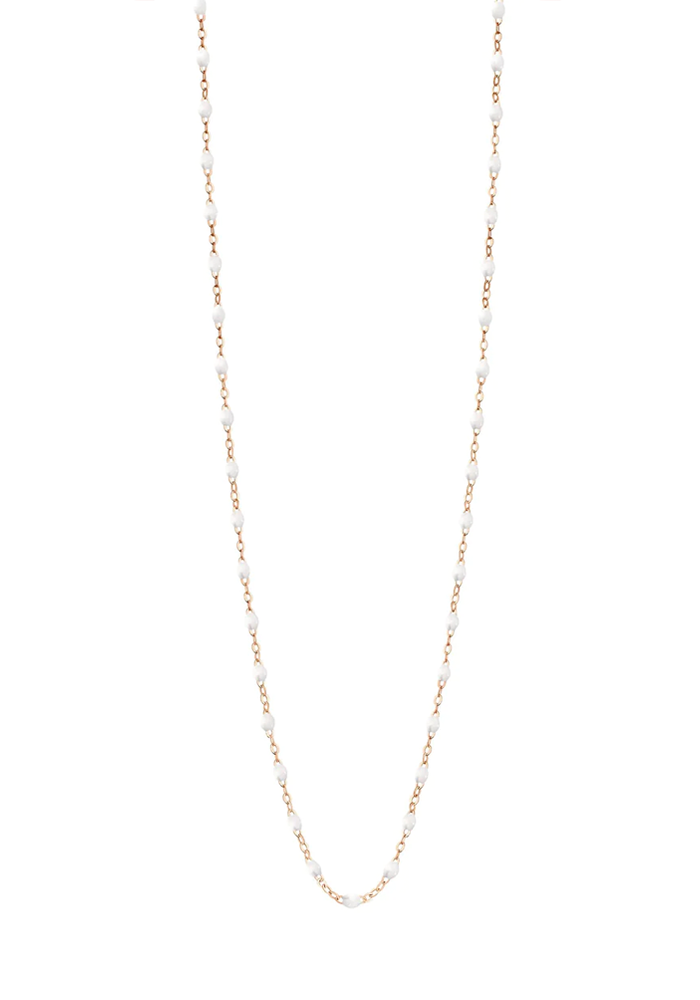 Sautoir Classique Gigi Or Rose Et Résines Blanc 60cm - Gigi Clozeau
