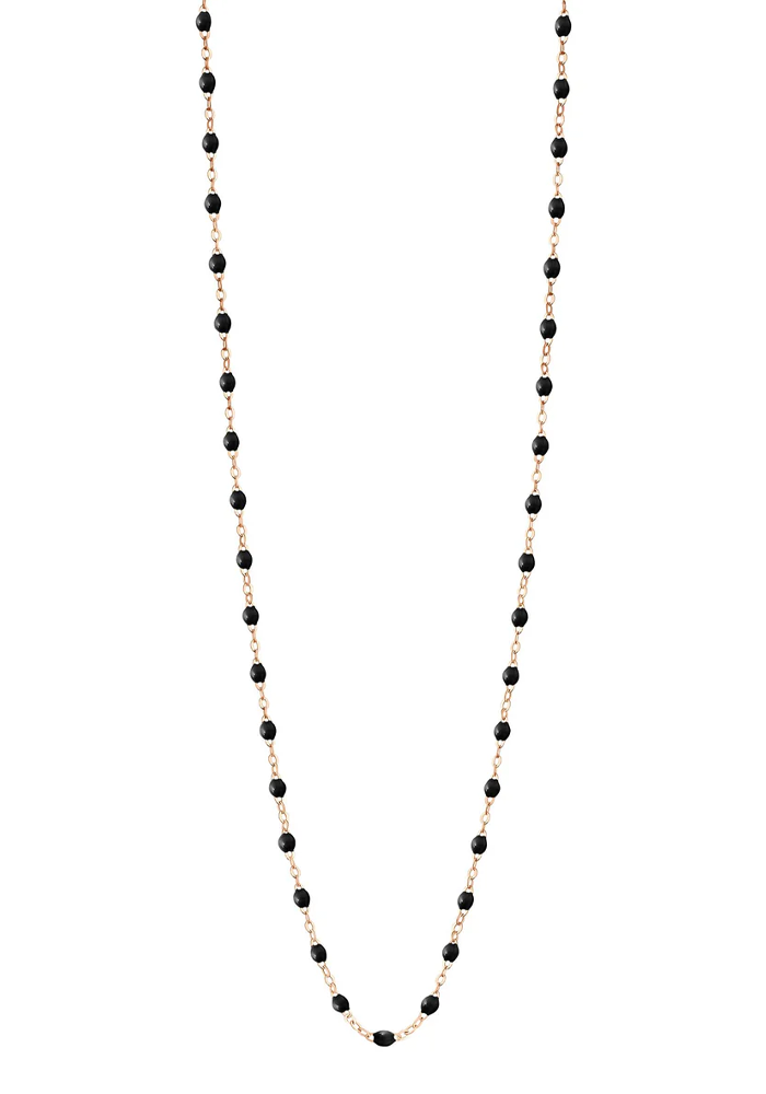 Sautoir Classique Gigi Or Rose Et Résines Noire 86cm - Gigi Clozeau