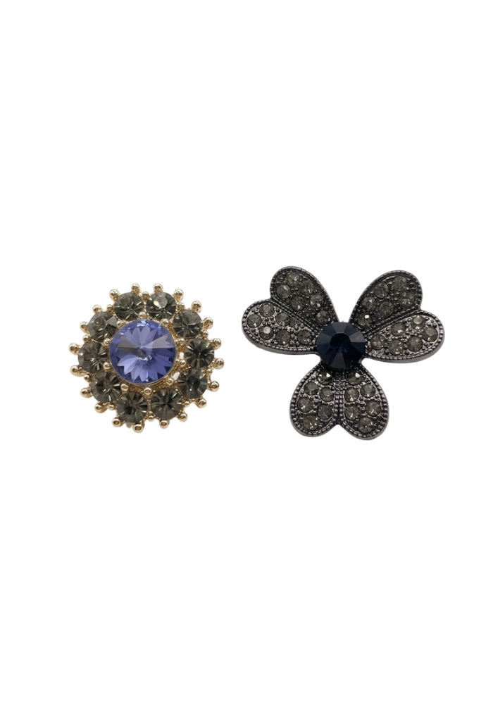 Set De 2 Pins Trèfle Et Rond Strass