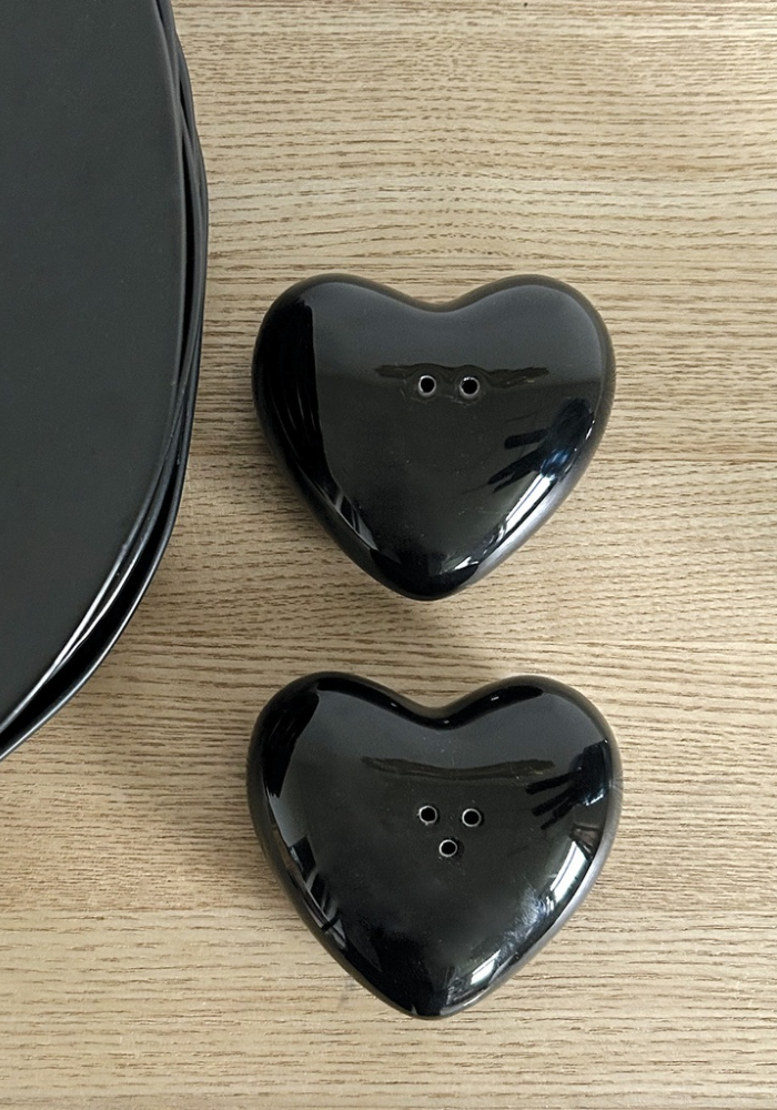 Set De Sel Et Poivre Coeur Noir - Opjet