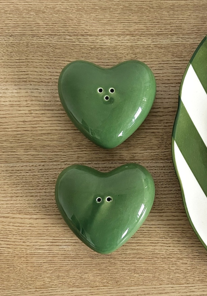 Set De Sel Et Poivre Coeur Vert - Opjet