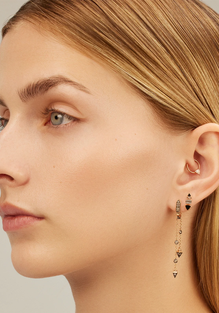 Boucle D'Oreille Solitaire Drizzle Dangling Chain - Kismet By Milka