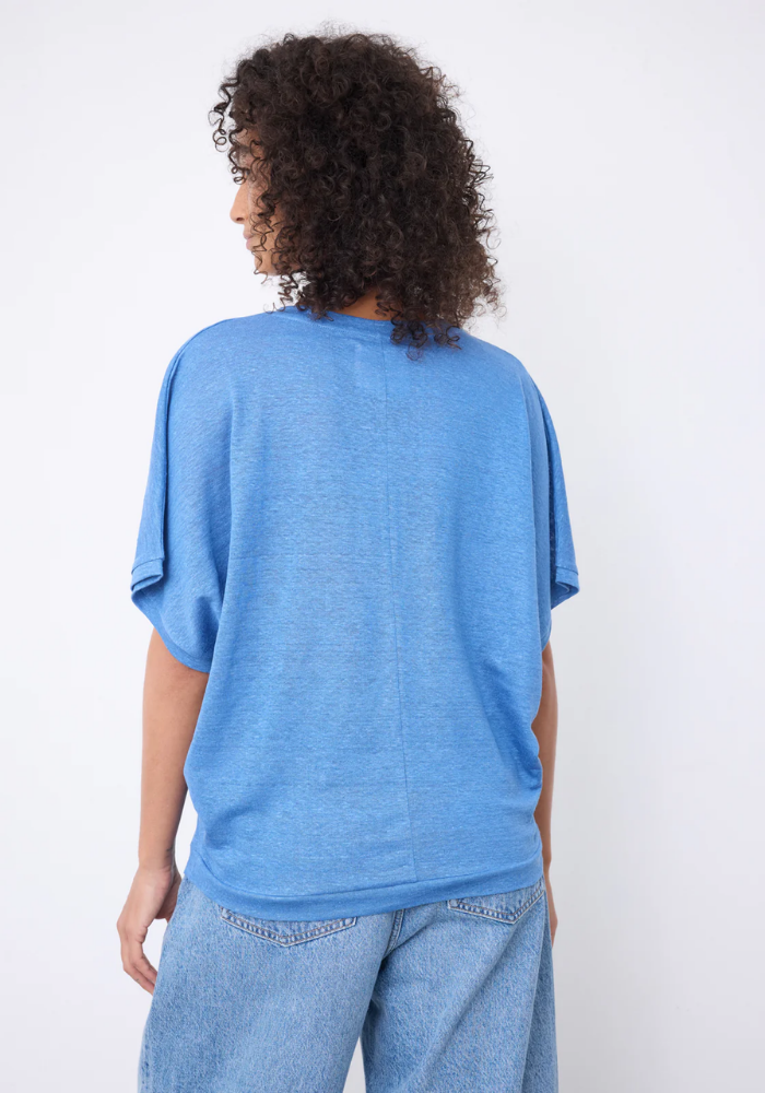 T-Shirt En Lin Sophia Bleu Jean - Notshy