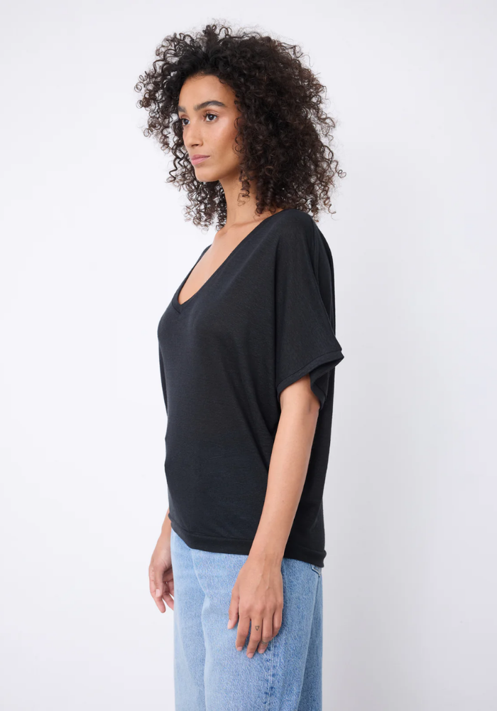 T-Shirt En Lin Sophia Noir