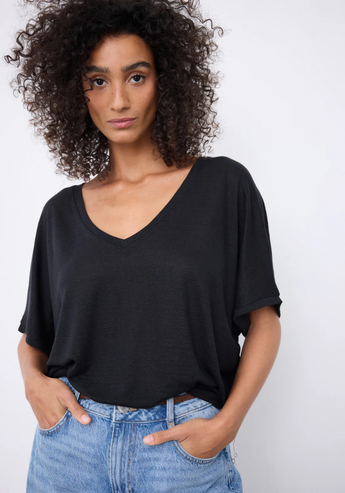 T-Shirt En Lin Sophia Noir