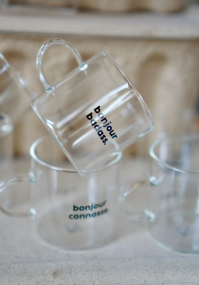 Tasse À Expresso Transparente Bonjour Badass - Félicie Aussi