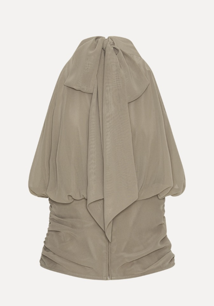 Top Chiffon Ruched Taupe - Rotate