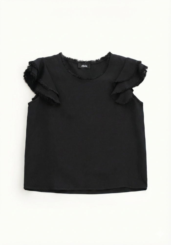 Top Manches Courtes À Franges Noir - Dixie