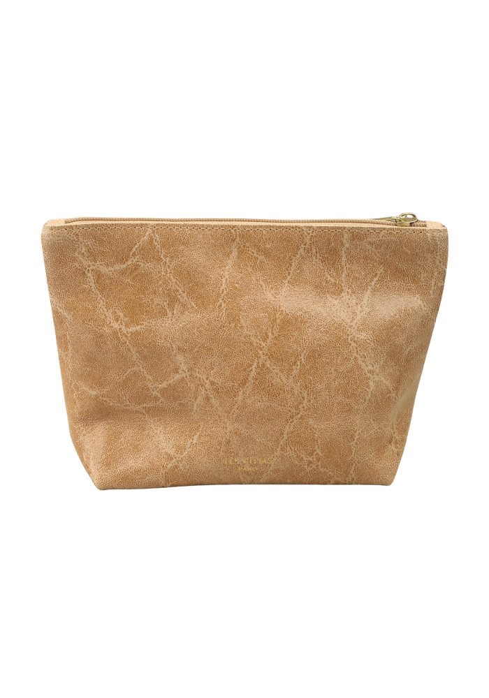 Trousse Nacéria Cuir Vintage Beige - Les Cleias