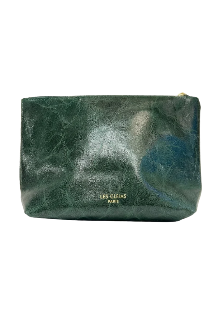 Trousse Nacéria Cuir Vintage Vert Foncé - Les Cleias